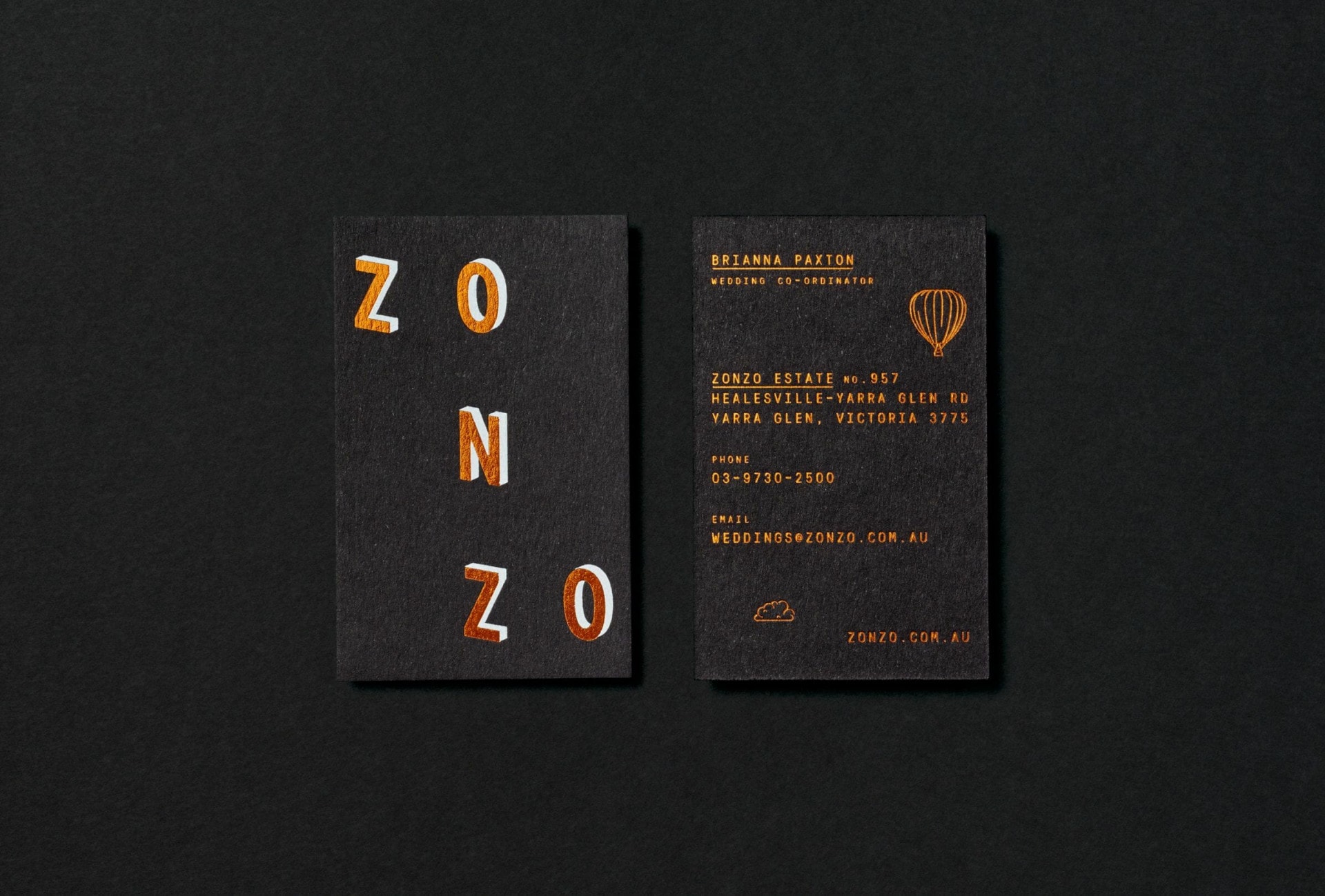 Business Cards Identity Design Branding for Zonzo Estate