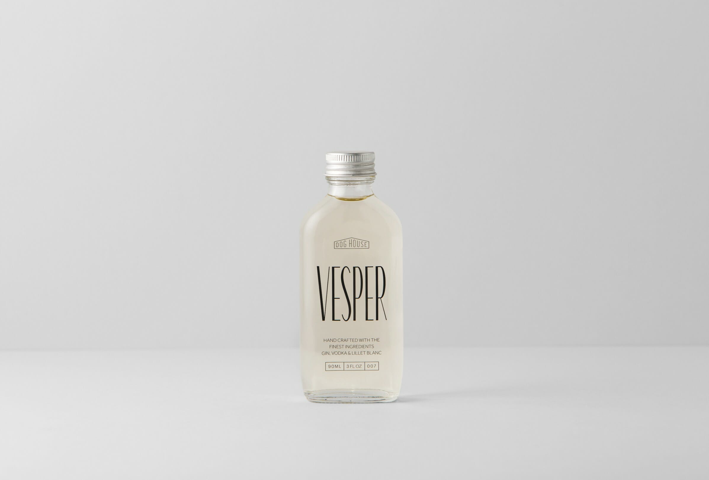 Packaging design, art direction and custom typography for a range of pre-mixed cocktails for Doghouse Bar at the Waterside Hotel.