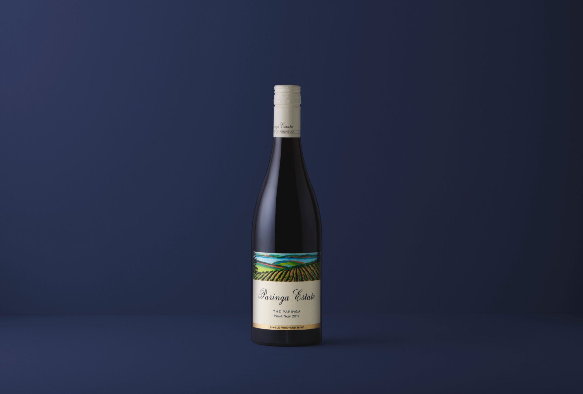 New wine label design for iconic Mornington Peninsula wine brand Paringa Estate.