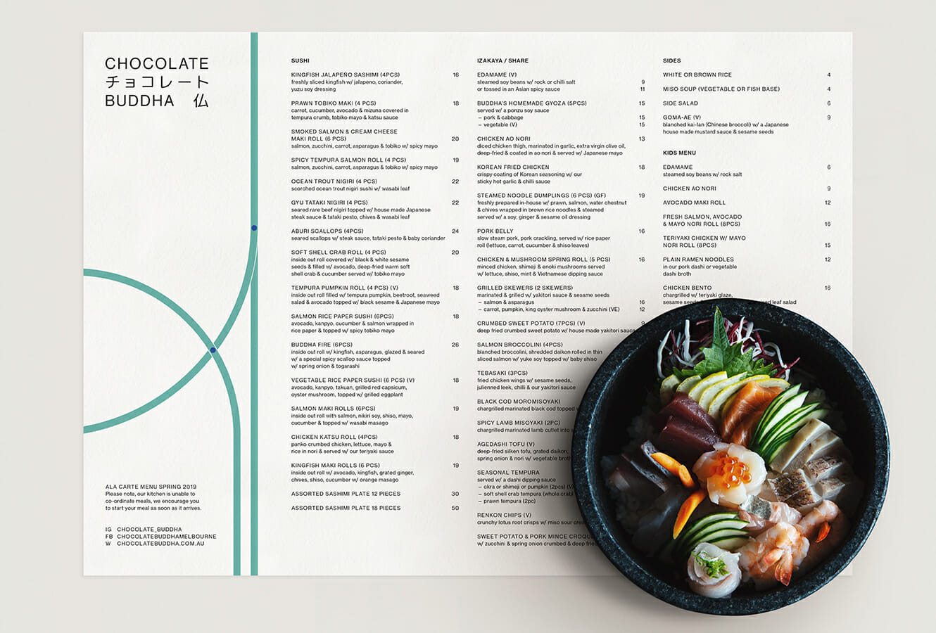 Chocolate Buddha Menu